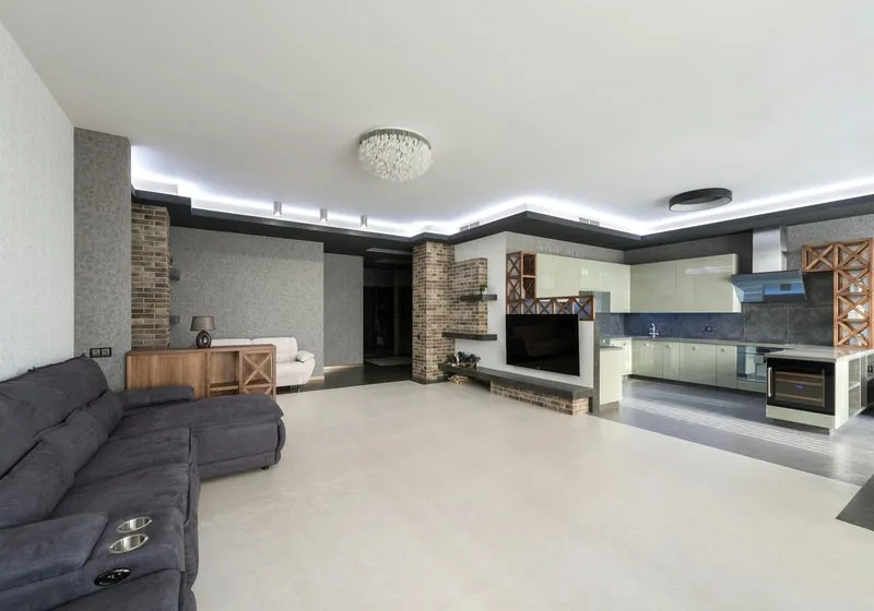 Finished basement living area